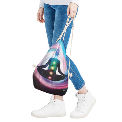 Chakras Of The Universe Print Drawstring Bag