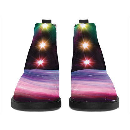 Chakras Of The Universe Print Flat Ankle Boots