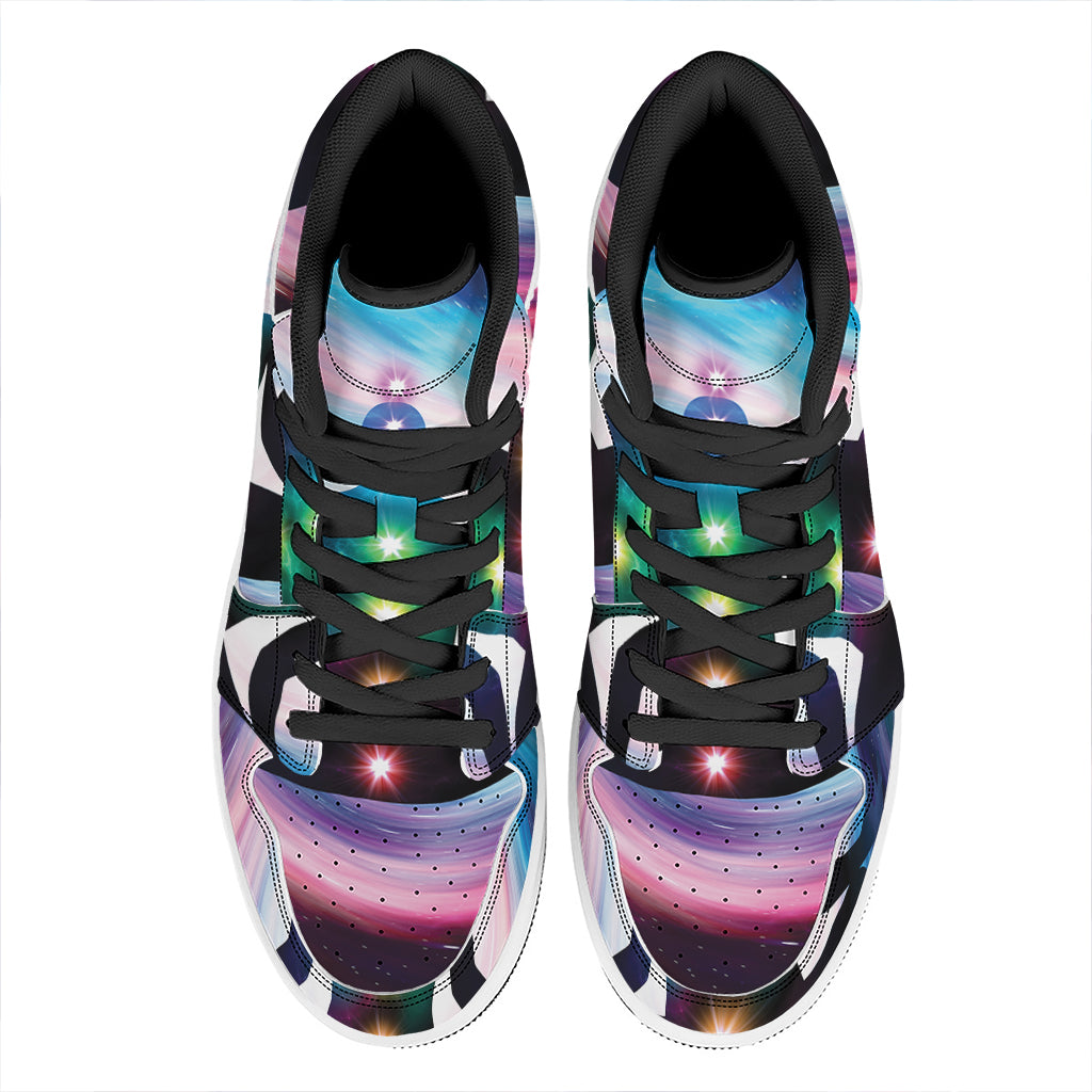 Chakras Of The Universe Print High Top Leather Sneakers