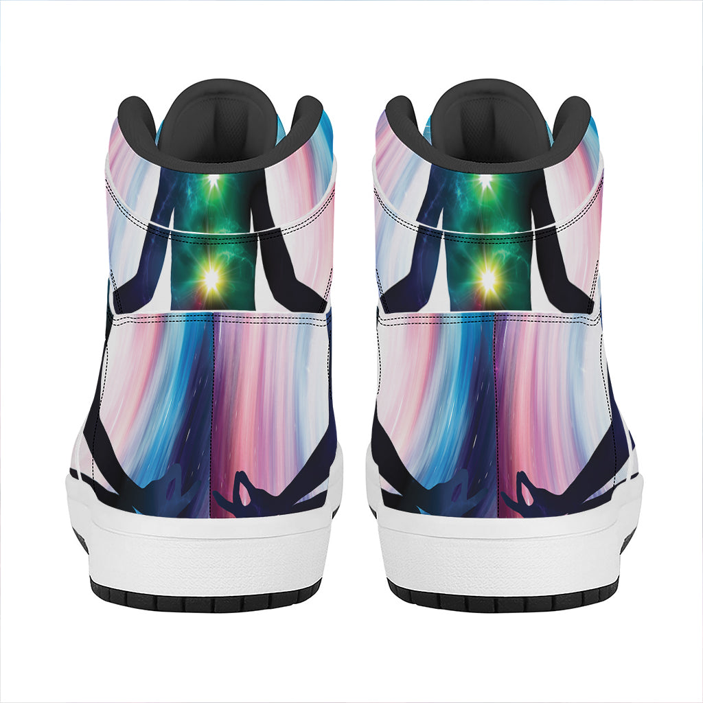 Chakras Of The Universe Print High Top Leather Sneakers