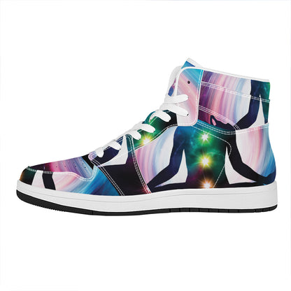 Chakras Of The Universe Print High Top Leather Sneakers