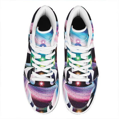 Chakras Of The Universe Print High Top Leather Sneakers