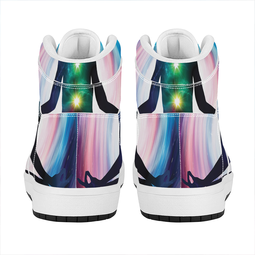 Chakras Of The Universe Print High Top Leather Sneakers