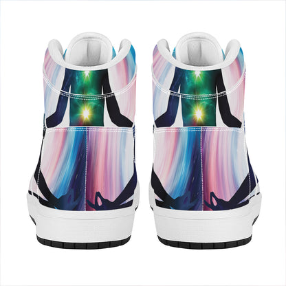 Chakras Of The Universe Print High Top Leather Sneakers