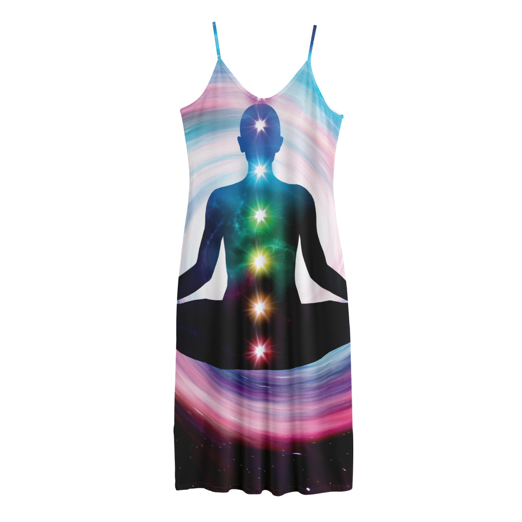 Chakras Of The Universe Print Jersey Midi Cami Dress