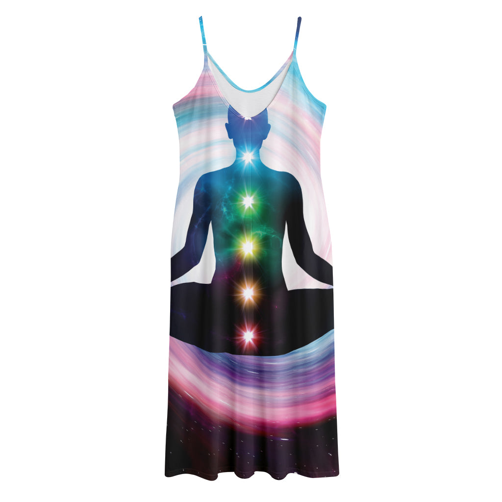 Chakras Of The Universe Print Jersey Midi Cami Dress