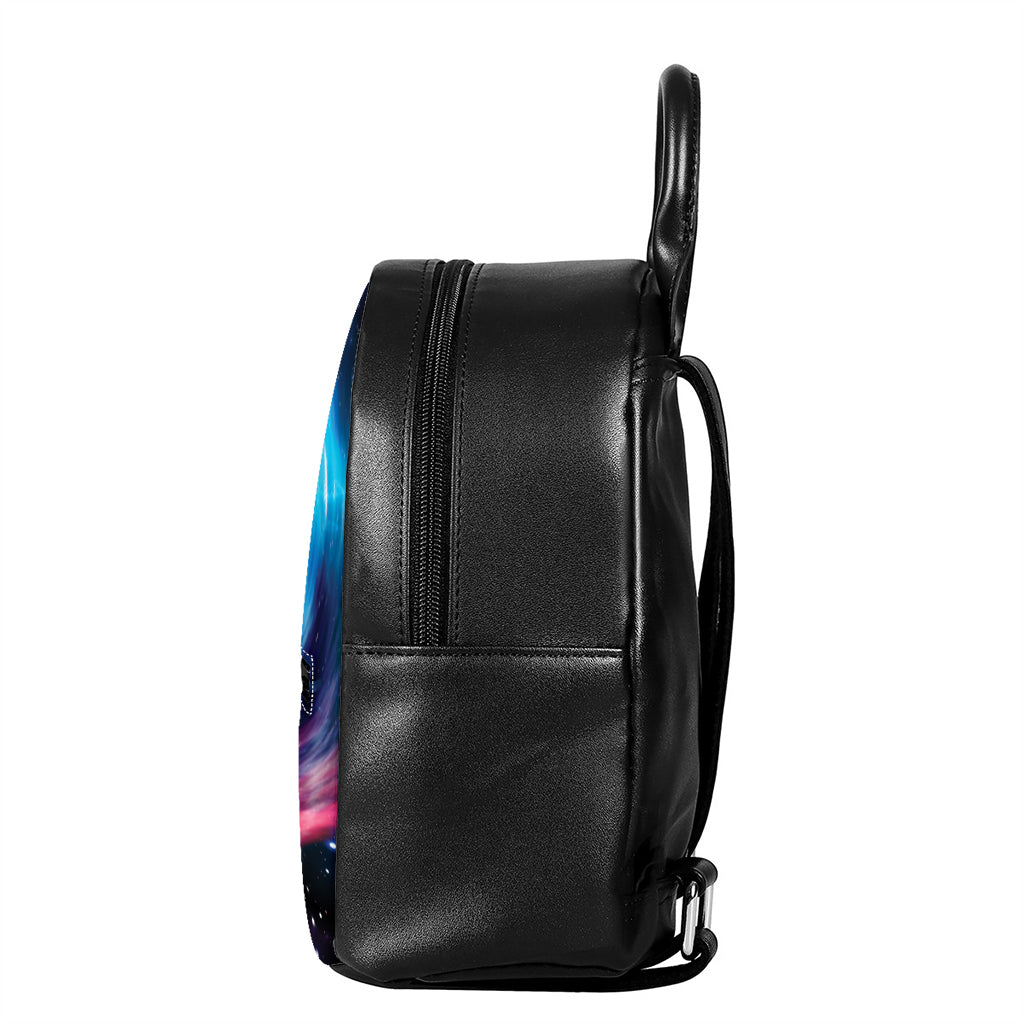 Chakras Of The Universe Print Leather Backpack