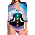 Chakras Of The Universe Print Long Sleeve Swimsuit