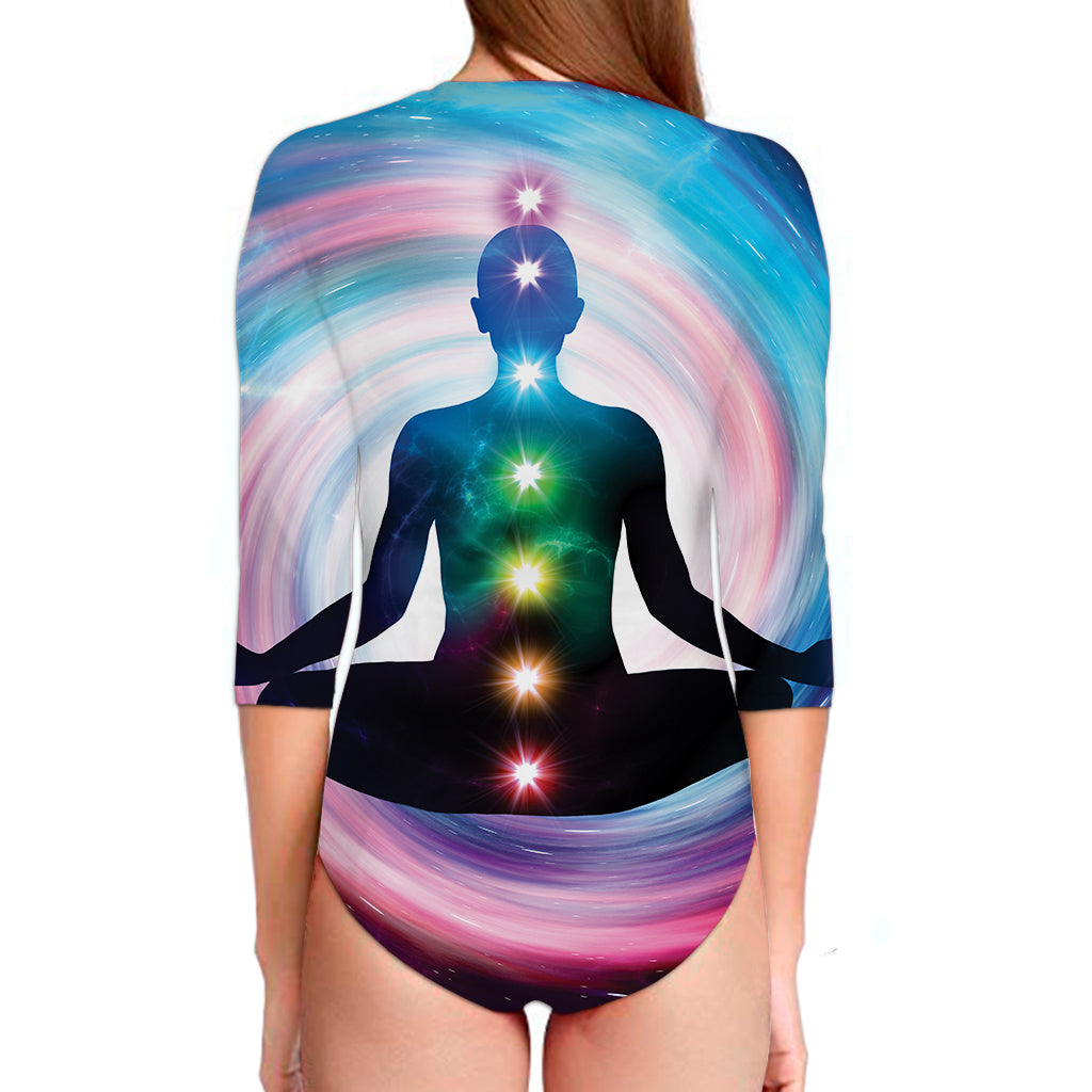 Chakras Of The Universe Print Long Sleeve Swimsuit