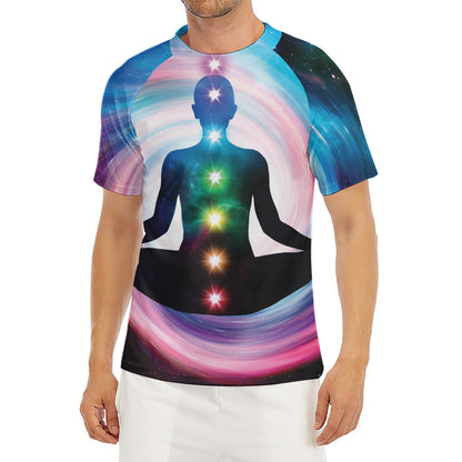 Chakras Of The Universe Print Men's Short Sleeve Rash Guard