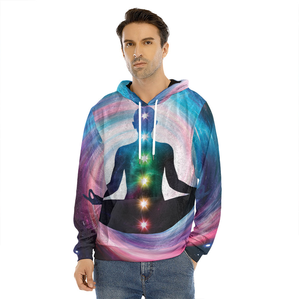 Chakras Of The Universe Print Men's Velvet Pullover Hoodie