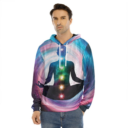 Chakras Of The Universe Print Men's Velvet Pullover Hoodie