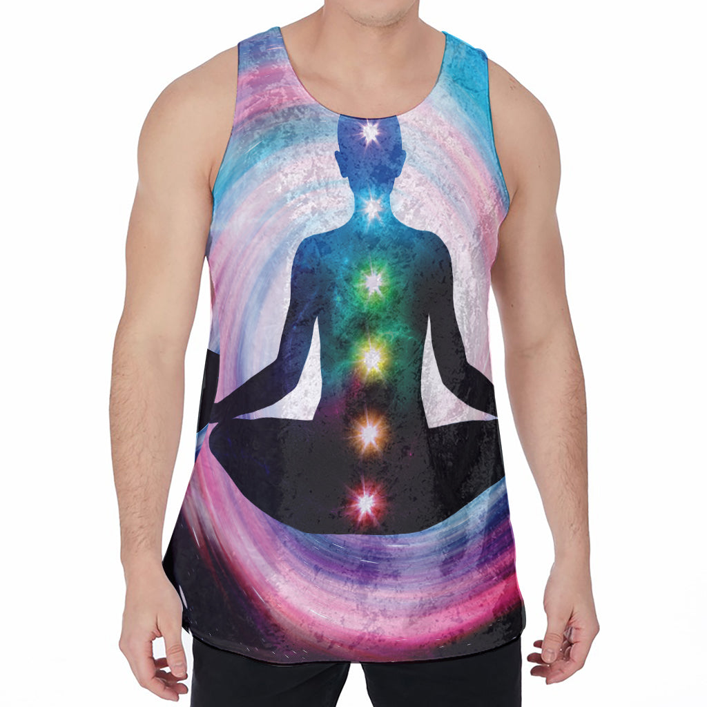 Chakras Of The Universe Print Men's Velvet Tank Top