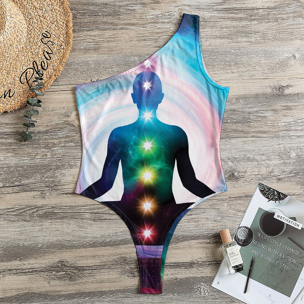 Chakras Of The Universe Print One Shoulder Bodysuit