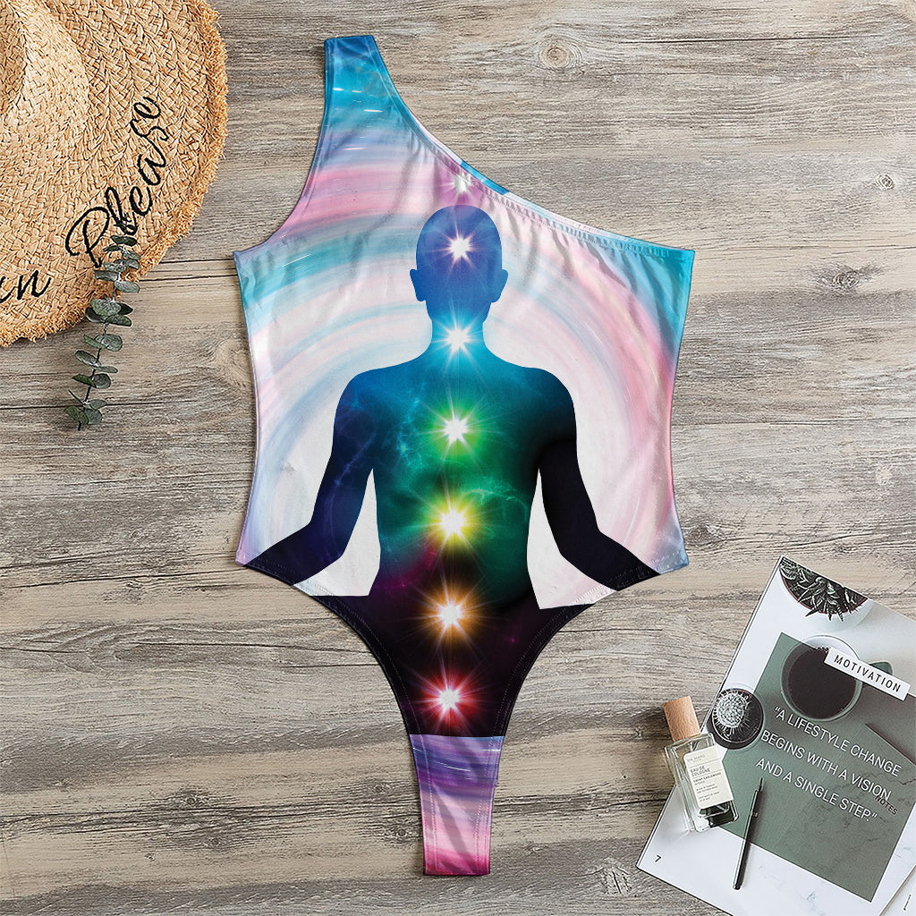 Chakras Of The Universe Print One Shoulder Bodysuit