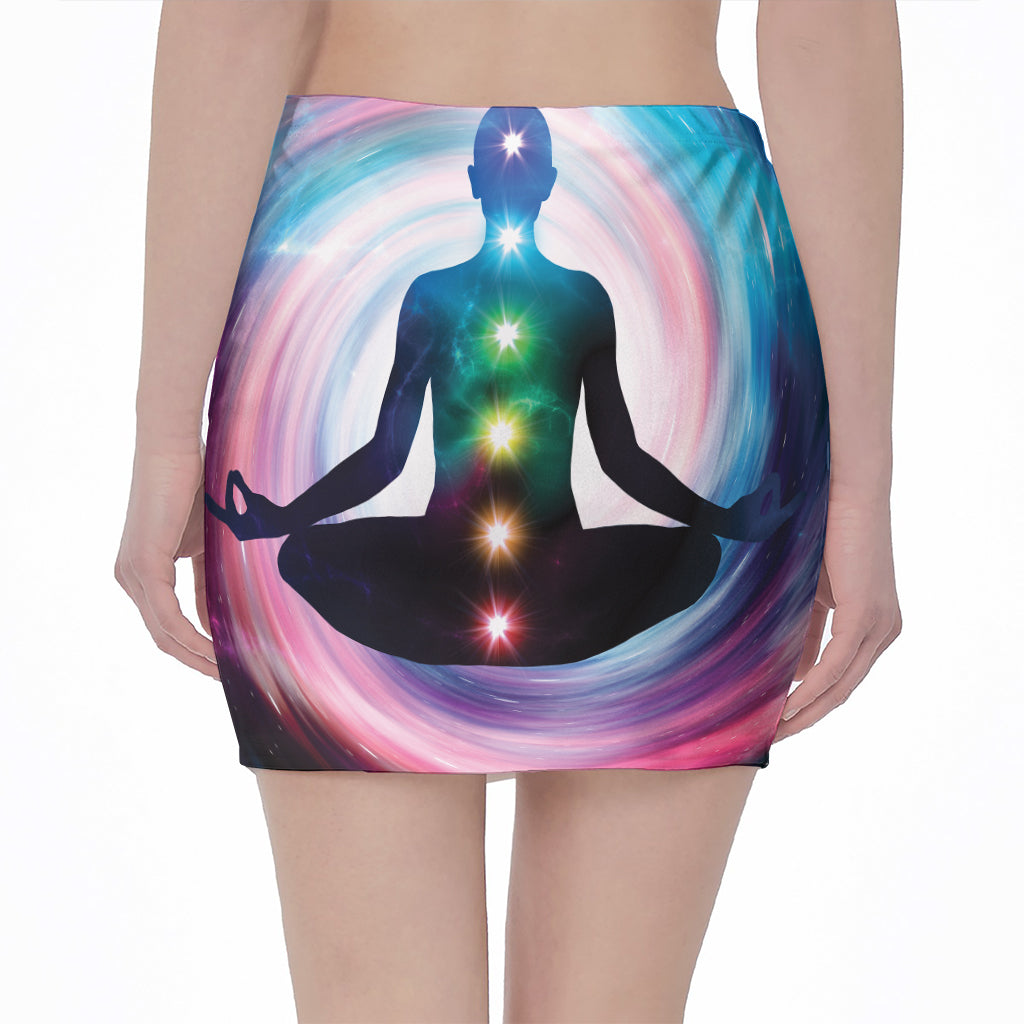 Chakras Of The Universe Print Pencil Mini Skirt