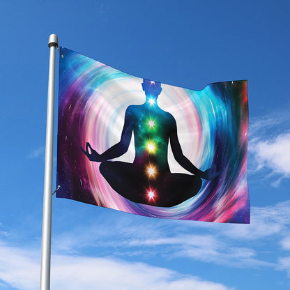 Chakras Of The Universe Print Polyester Flag