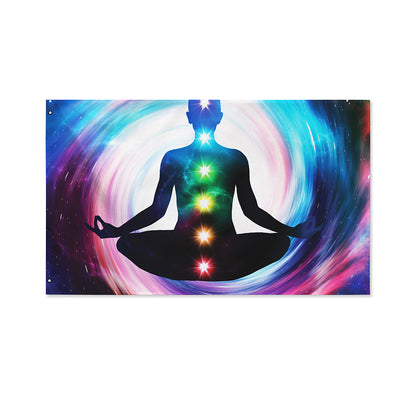 Chakras Of The Universe Print Polyester Flag