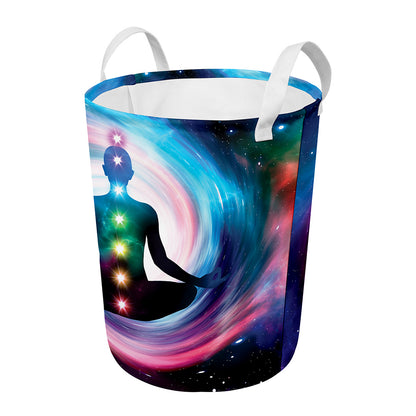 Chakras Of The Universe Print Round Laundry Basket