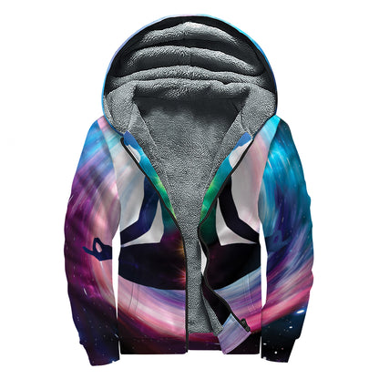 Chakras Of The Universe Print Sherpa Lined Zip Up Hoodie