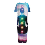 Chakras Of The Universe Print Short Sleeve Long Nightdress