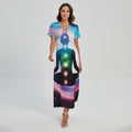 Chakras Of The Universe Print Short Sleeve Maxi Dress