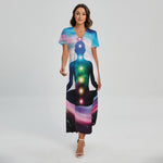 Chakras Of The Universe Print Short Sleeve Maxi Dress