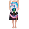 Chakras Of The Universe Print Side Slit Midi Skirt
