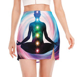 Chakras Of The Universe Print Side Slit Mini Skirt