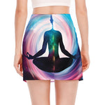 Chakras Of The Universe Print Side Slit Mini Skirt
