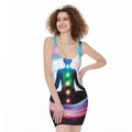 Chakras Of The Universe Print Sleeveless Bodycon Dress