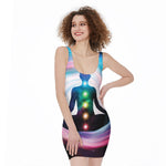 Chakras Of The Universe Print Sleeveless Bodycon Dress