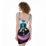 Chakras Of The Universe Print Sleeveless Bodycon Dress