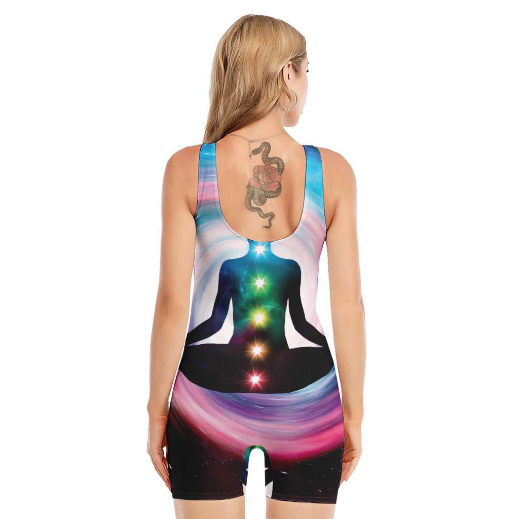 Chakras Of The Universe Print Sleeveless One Piece Swimsuit
