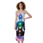 Chakras Of The Universe Print Slim Fit Midi Cami Dress