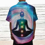 Chakras Of The Universe Print Textured Short Sleeve Shirt