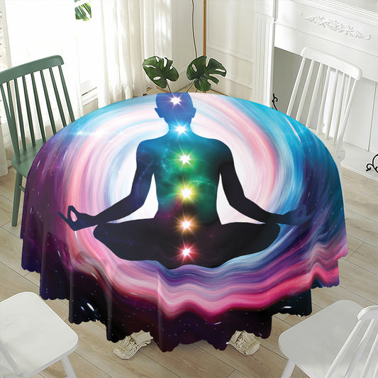 Chakras Of The Universe Print Waterproof Round Tablecloth