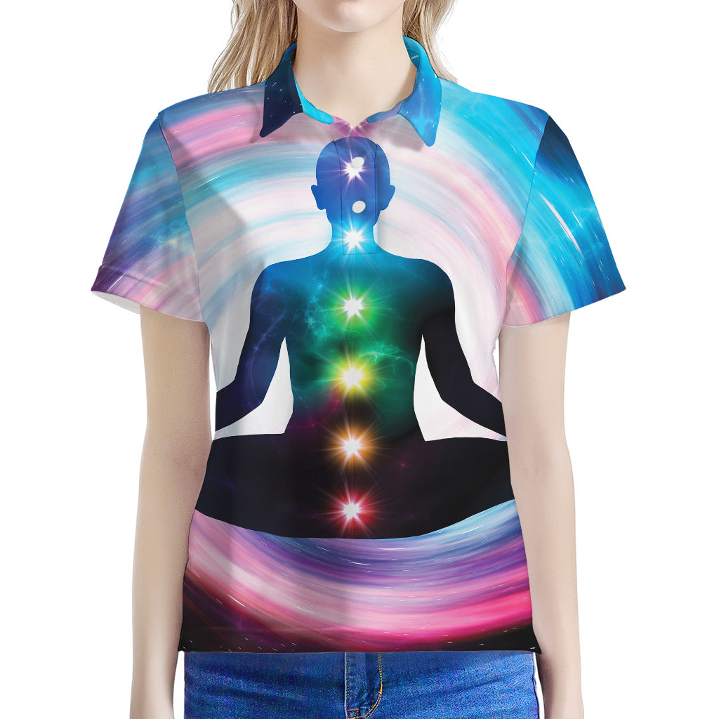 Chakras Of The Universe Print Women's Polo Shirt