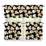 Champignon Mushroom Pattern Print 3 Piece Kitchen Curtains
