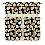 Champignon Mushroom Pattern Print 3 Piece Kitchen Curtains