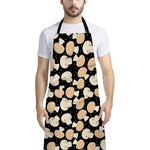 Champignon Mushroom Pattern Print Bib Apron With Pocket