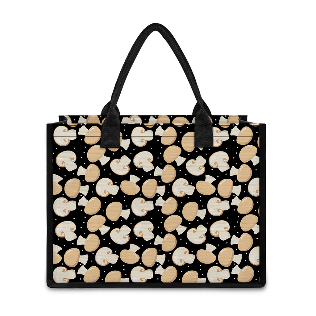 Champignon Mushroom Pattern Print Canvas Tote Bag
