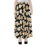 Champignon Mushroom Pattern Print Chiffon Maxi Skirt