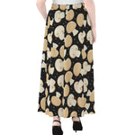 Champignon Mushroom Pattern Print Chiffon Maxi Skirt