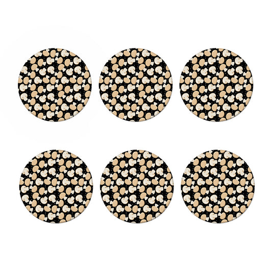 Champignon Mushroom Pattern Print Coaster Set