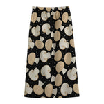 Champignon Mushroom Pattern Print Cotton Front Slit Maxi Skirt
