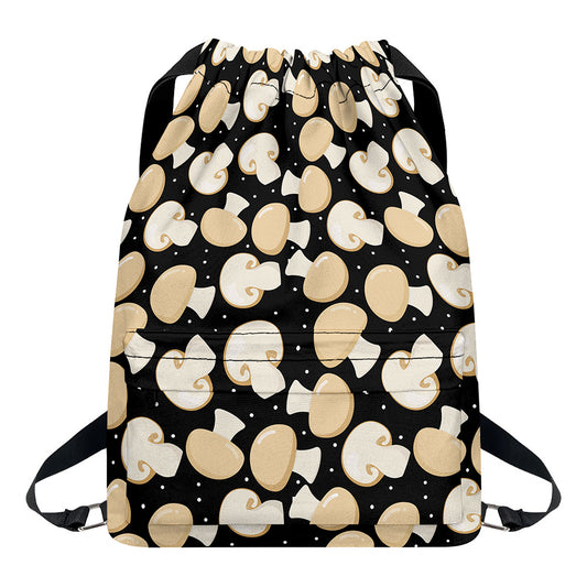 Champignon Mushroom Pattern Print Drawstring Backpack