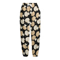 Champignon Mushroom Pattern Print Fleece Lined Knit Pants