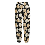 Champignon Mushroom Pattern Print Fleece Lined Knit Pants