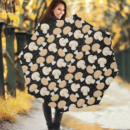Champignon Mushroom Pattern Print Foldable Umbrella